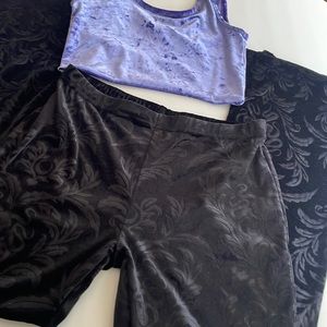 Killstar black velvet Flare stretch pants